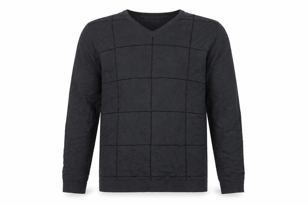Armando Men's Black M V-Neck Geometric Knit Pullover Jumper