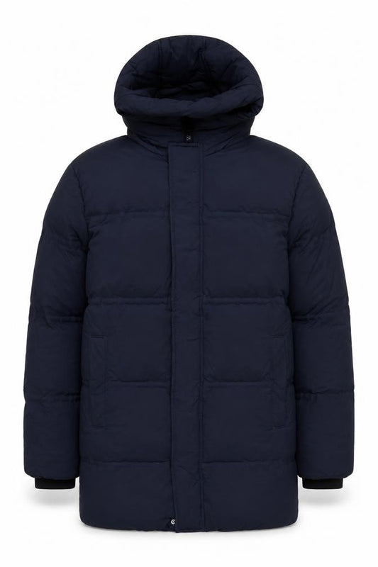 M&S Mens Blue Large Hooded Down Puffer Long Coat 41-43 Chest