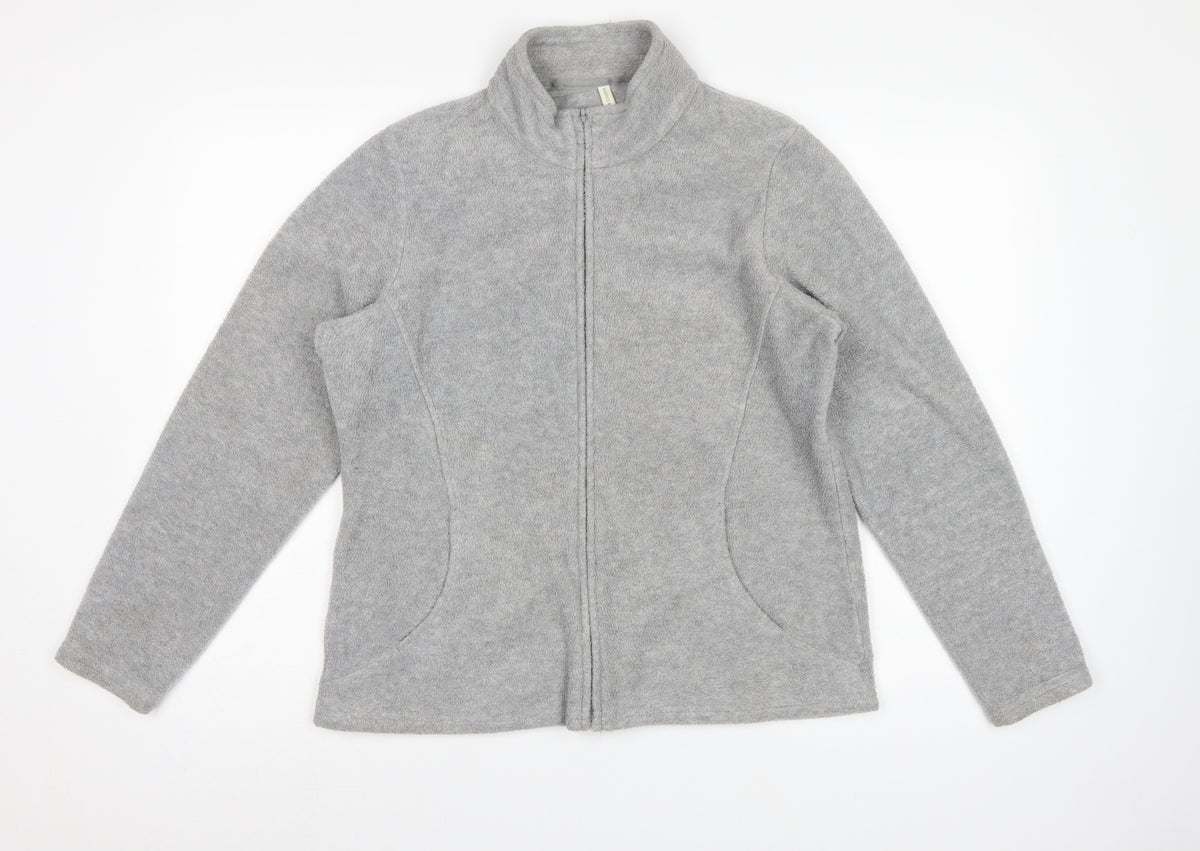 Marks & Spencer Women Grey UK 18 Fleece Full Zip Basic Jacket