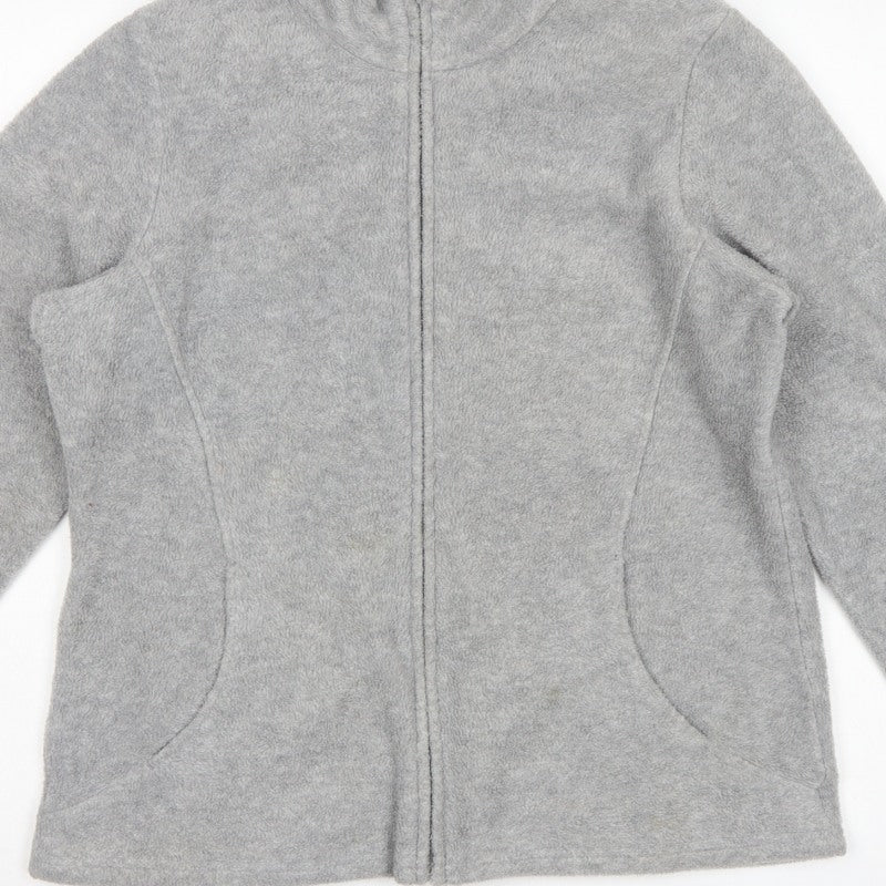 Marks & Spencer Women Grey UK 18 Fleece Full Zip Basic Jacket