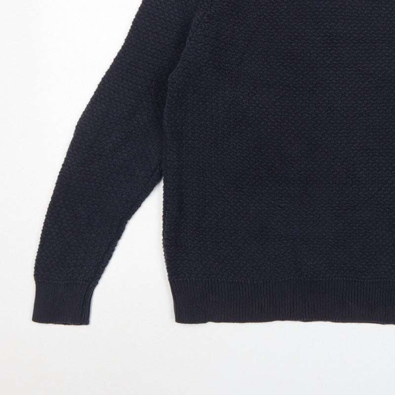 Hardy Amies Men’s Blue M Cotton Textured Crew Neck Pullover Jumper