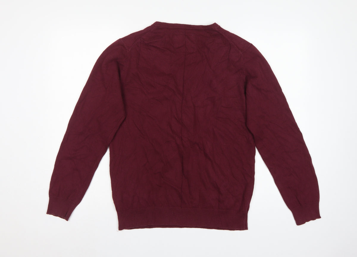 Holy Ghost Men's Red Cotton V-Neck Pullover Jumper Small Logo