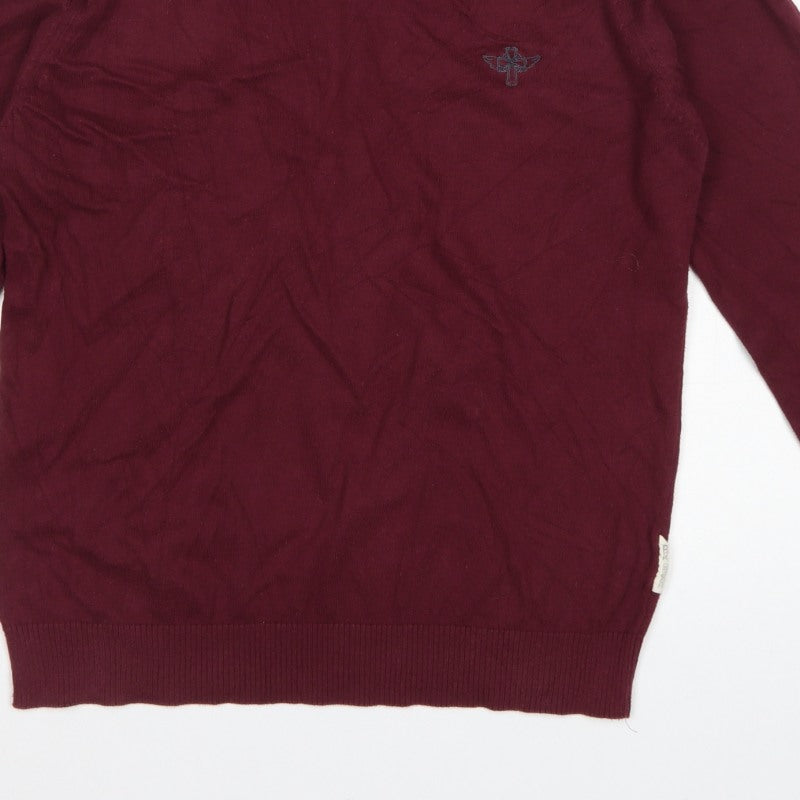 Holy Ghost Men's Red Cotton V-Neck Pullover Jumper Small Logo