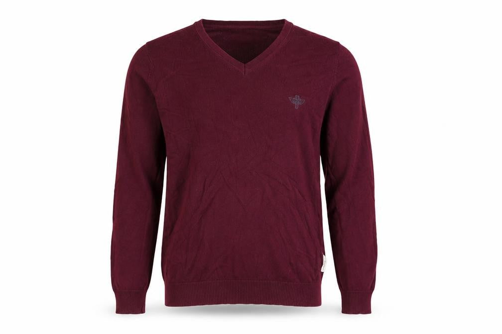 Holy Ghost Men's Red Cotton V-Neck Pullover Jumper Small Logo