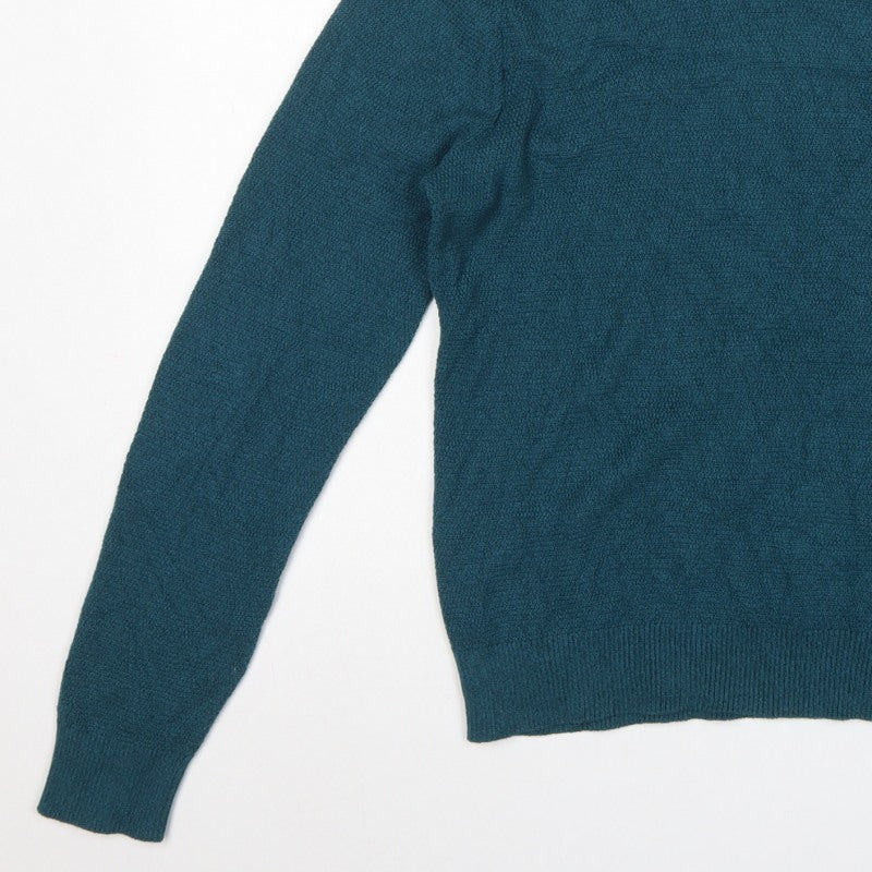George Men’s Teal Blue Cotton Crew Neck Knit Jumper L