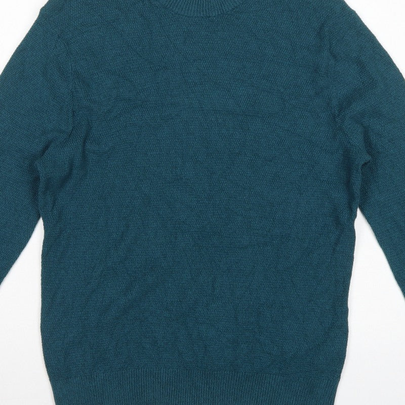George Men’s Teal Blue Cotton Crew Neck Knit Jumper L