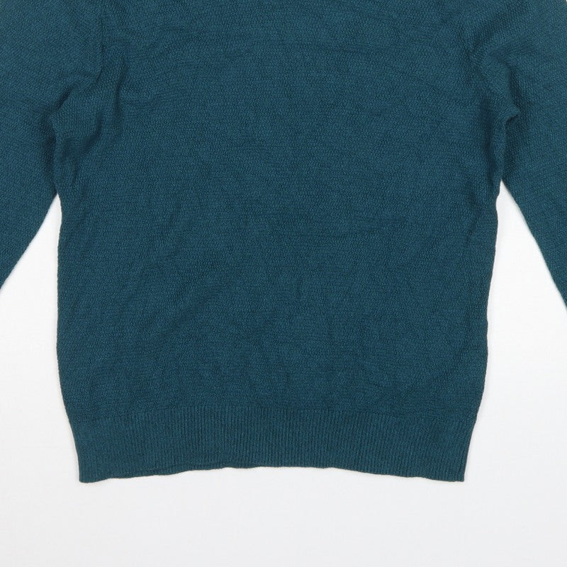 George Men’s Teal Blue Cotton Crew Neck Knit Jumper L