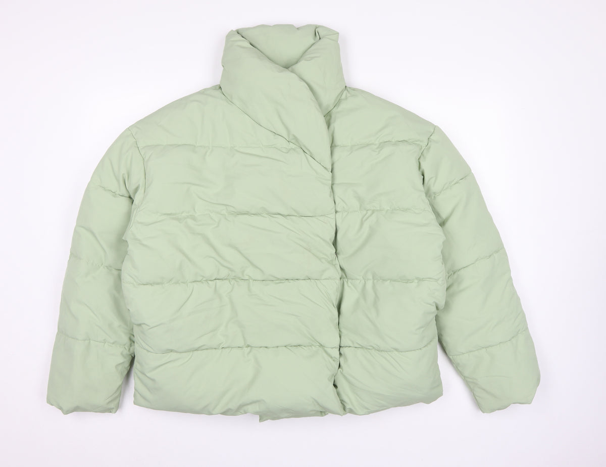Monki Women Green UK 12 Quilted Puffer Jacket Oversized