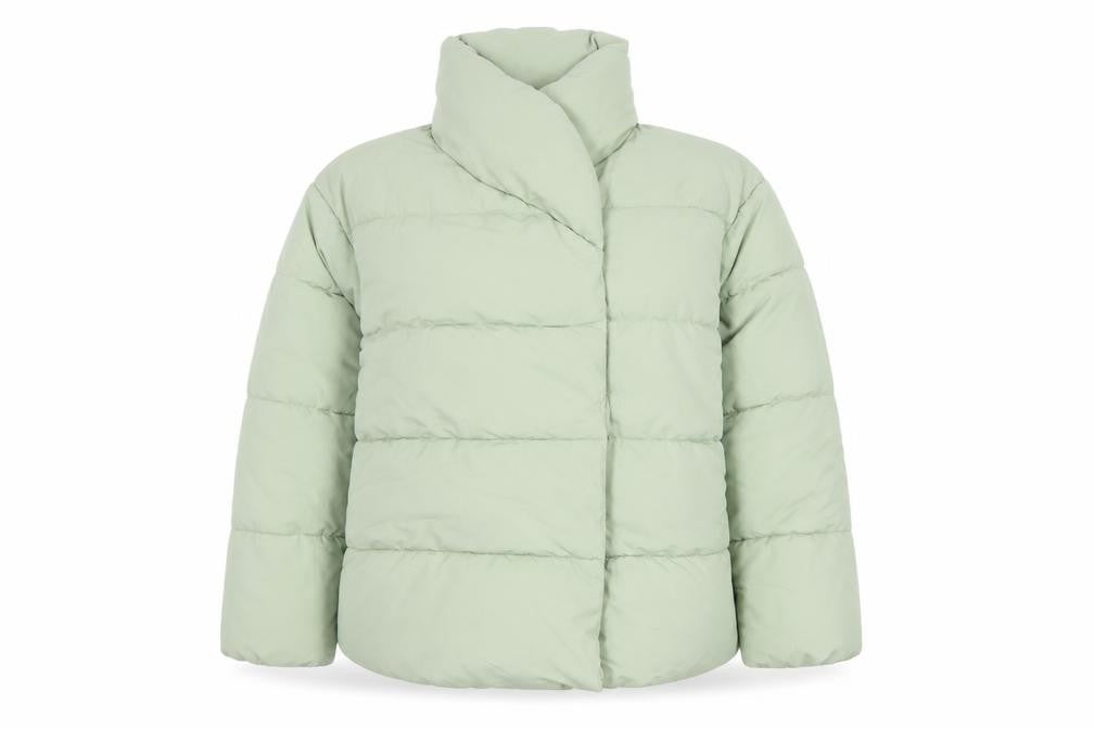 Monki Women Green UK 12 Quilted Puffer Jacket Oversized