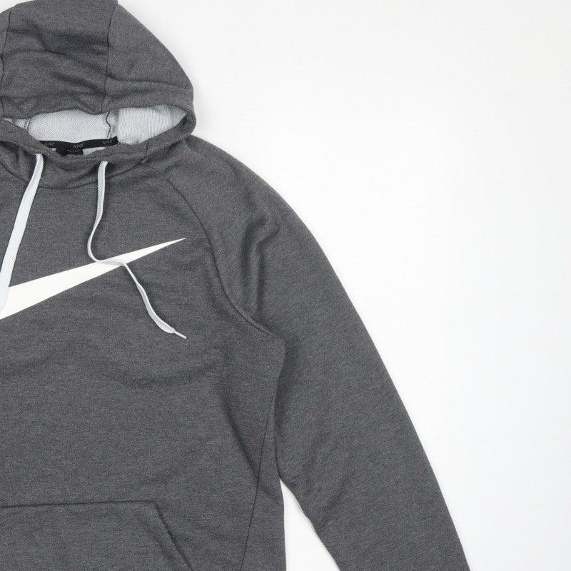 Nike Men’s Grey Small Dri-FIT Swoosh Logo Pullover Hoodie