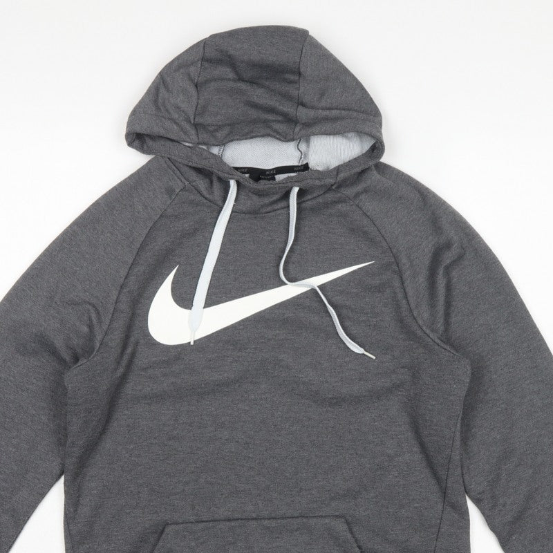 Nike Men’s Grey Small Dri-FIT Swoosh Logo Pullover Hoodie