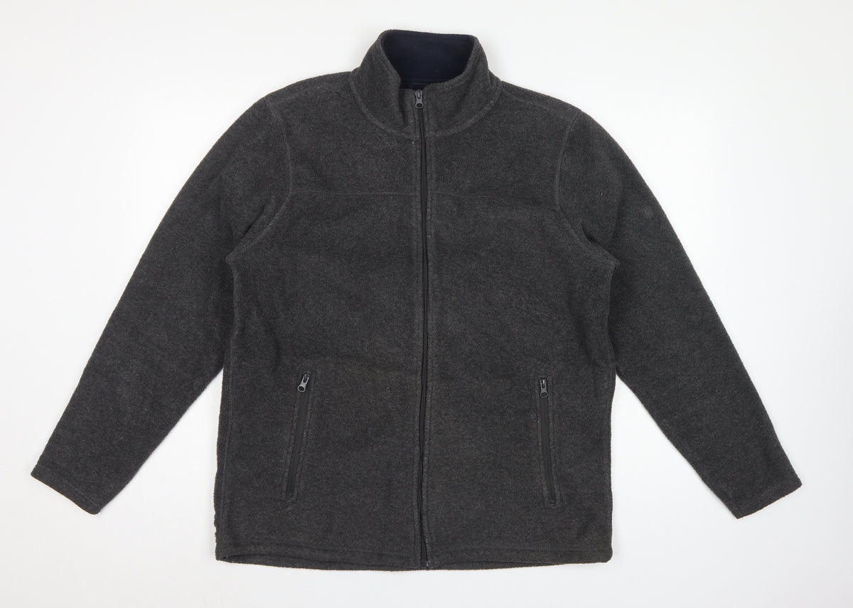 James Pringle Men's Grey L Fleece Full Zip Jacket Stand-Up Collar
