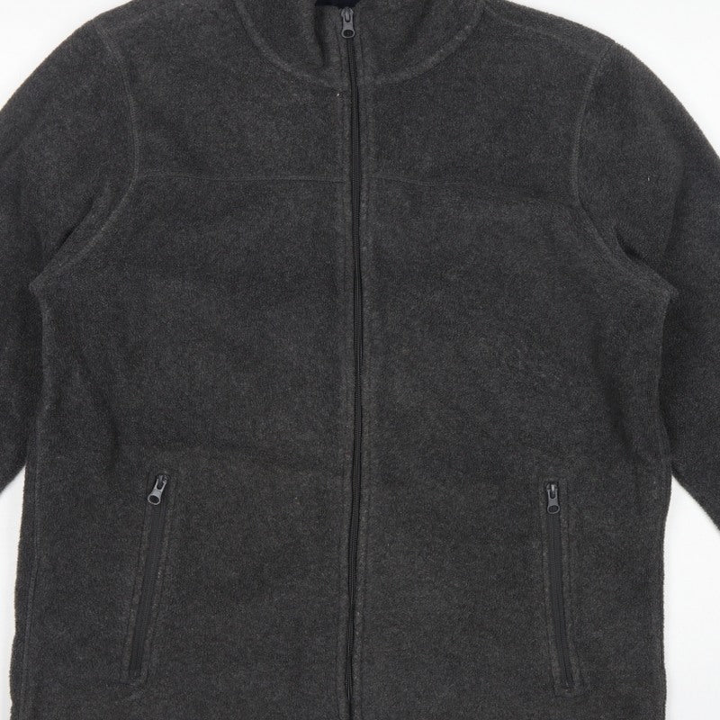 James Pringle Men's Grey L Fleece Full Zip Jacket Stand-Up Collar