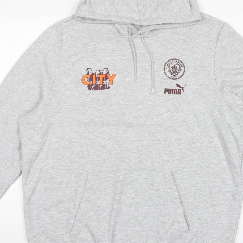 Puma Men Grey XL Manchester City Graphic Pullover Hoodie