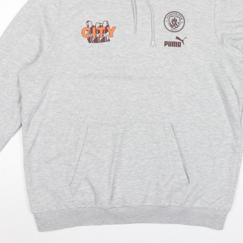 Puma Men Grey XL Manchester City Graphic Pullover Hoodie