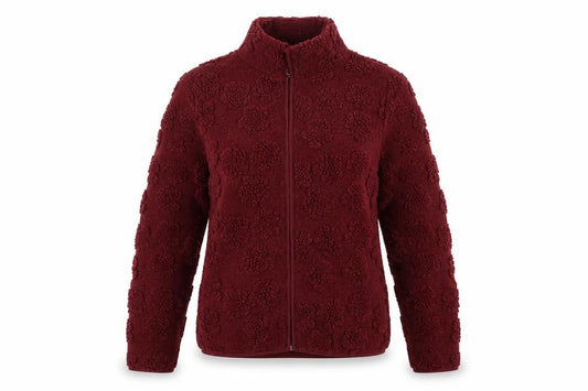 Brave Soul Women’s Red S Floral Teddy Fleece Full Zip Jacket