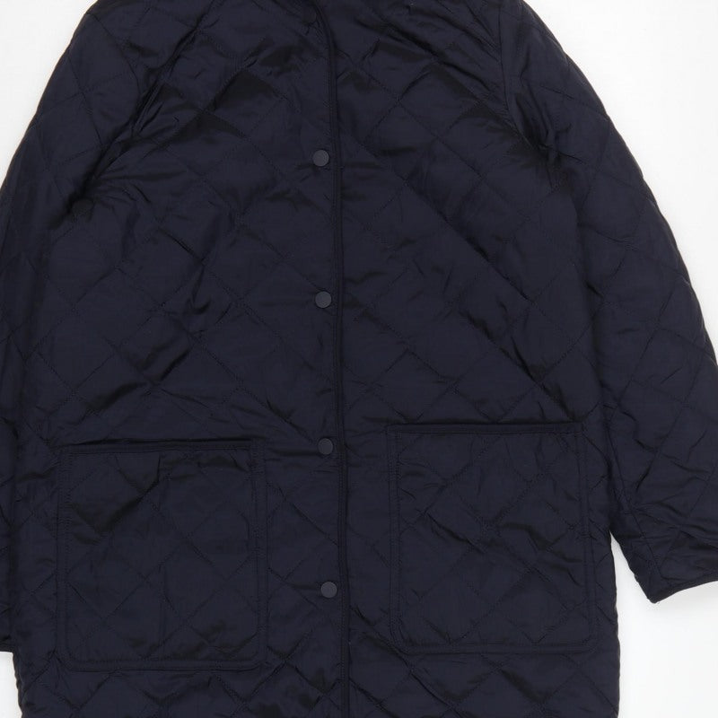 Weatherproof Women's Blue S Quilted Hooded Mid-Length Coat Jacket