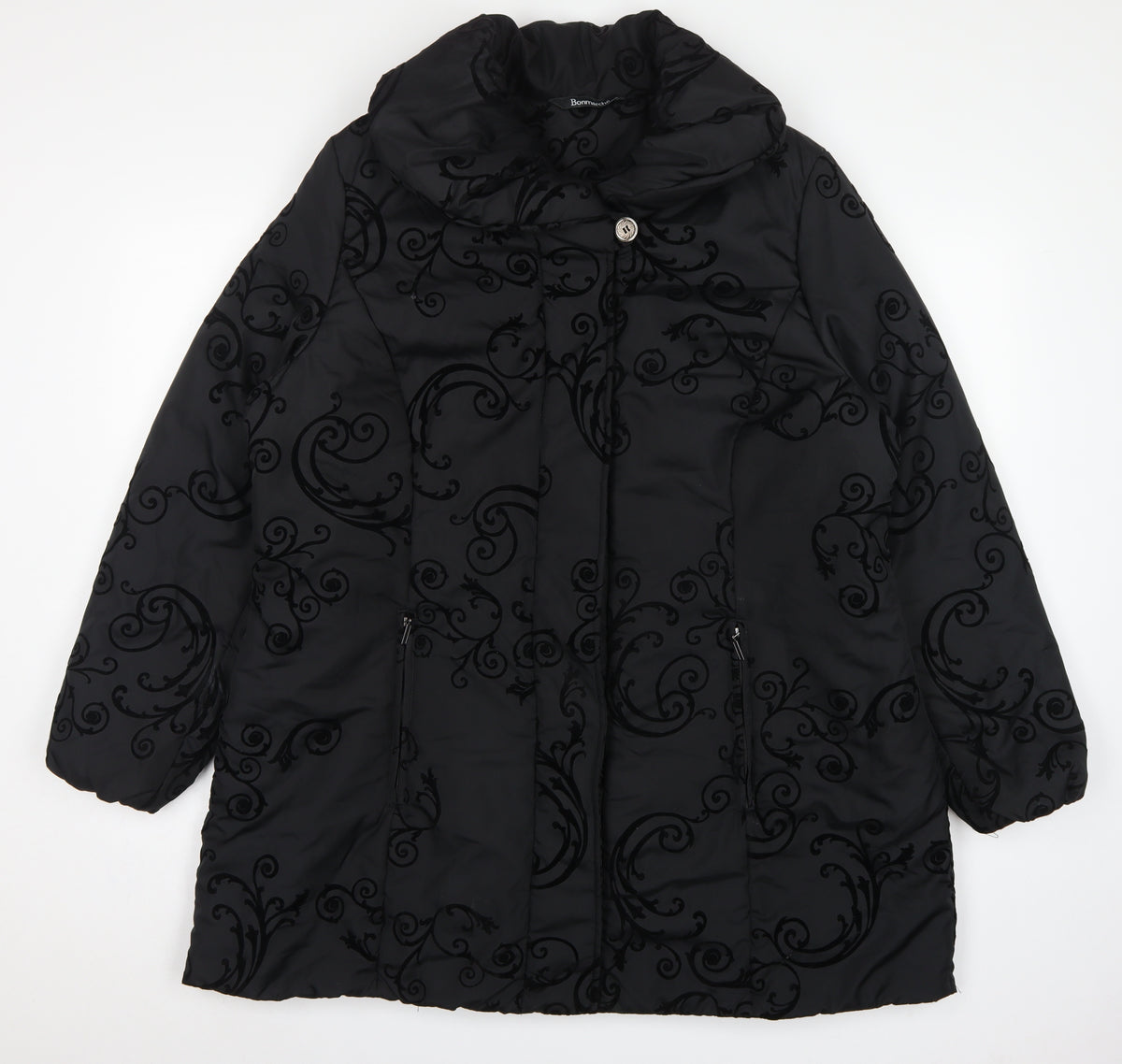 Bonmarché Women’s Black Size 20 Puffer Coat Quilted Mid-Length