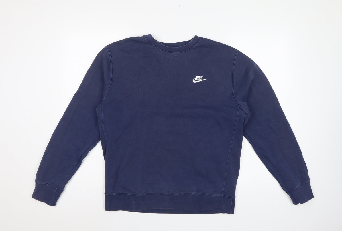 Nike Men’s Blue M Crew Neck Pullover Fleece Sweatshirt Logo