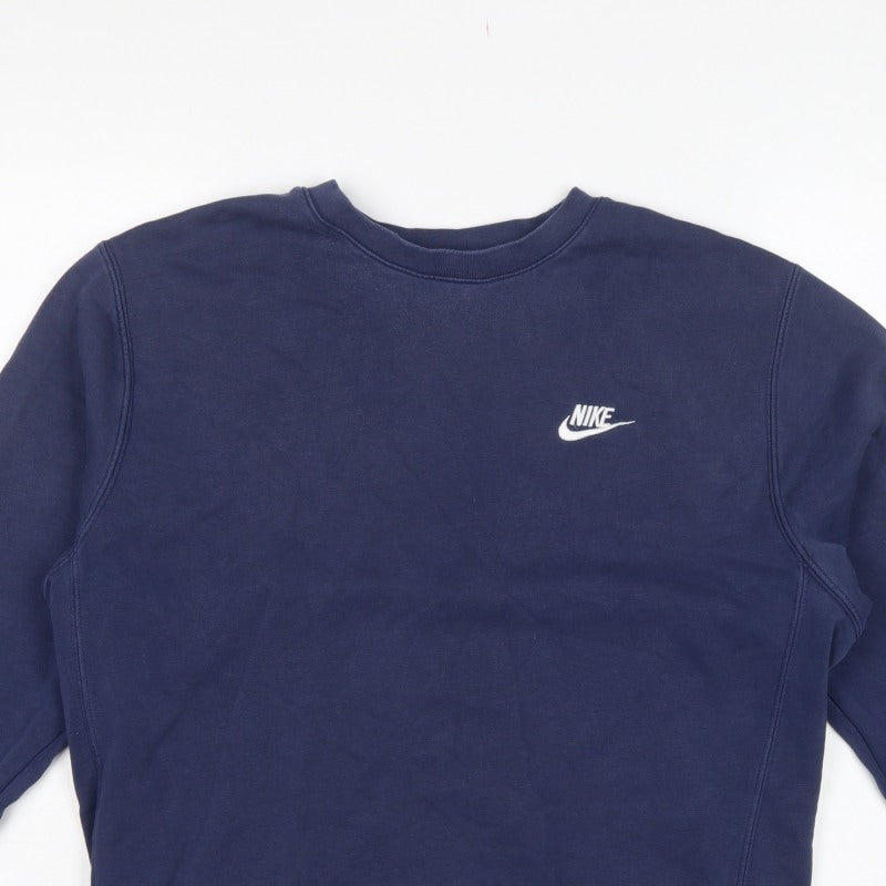 Nike Men’s Blue M Crew Neck Pullover Fleece Sweatshirt Logo