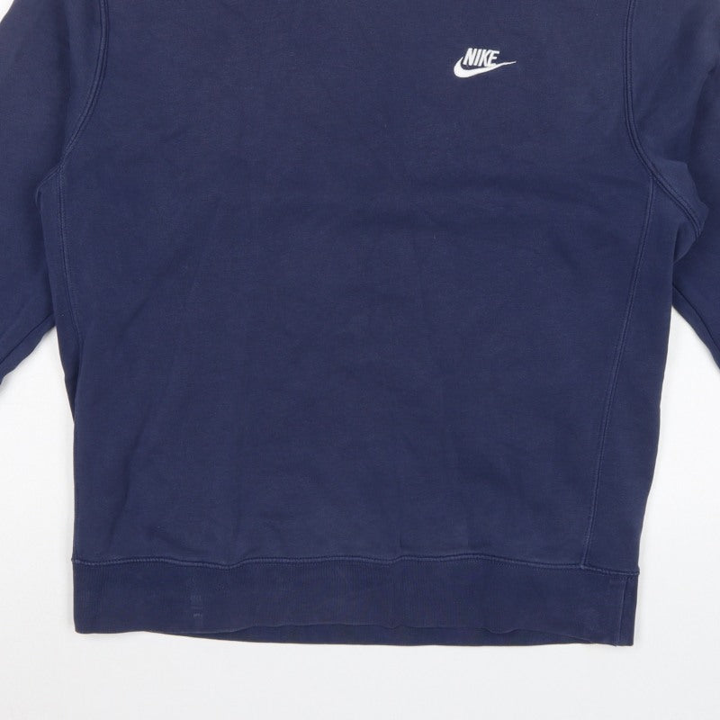 Nike Men’s Blue M Crew Neck Pullover Fleece Sweatshirt Logo