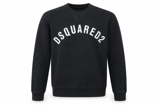 DSQUARED2 Men’s Black M Logo Graphic Print Crew Neck Sweatshirt