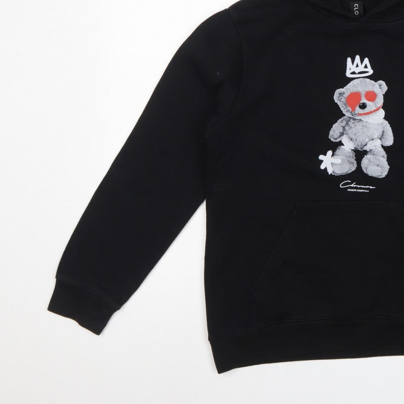 Closure LDN Boys Black 12-13 Years Bear Graphic Pullover Hoodie