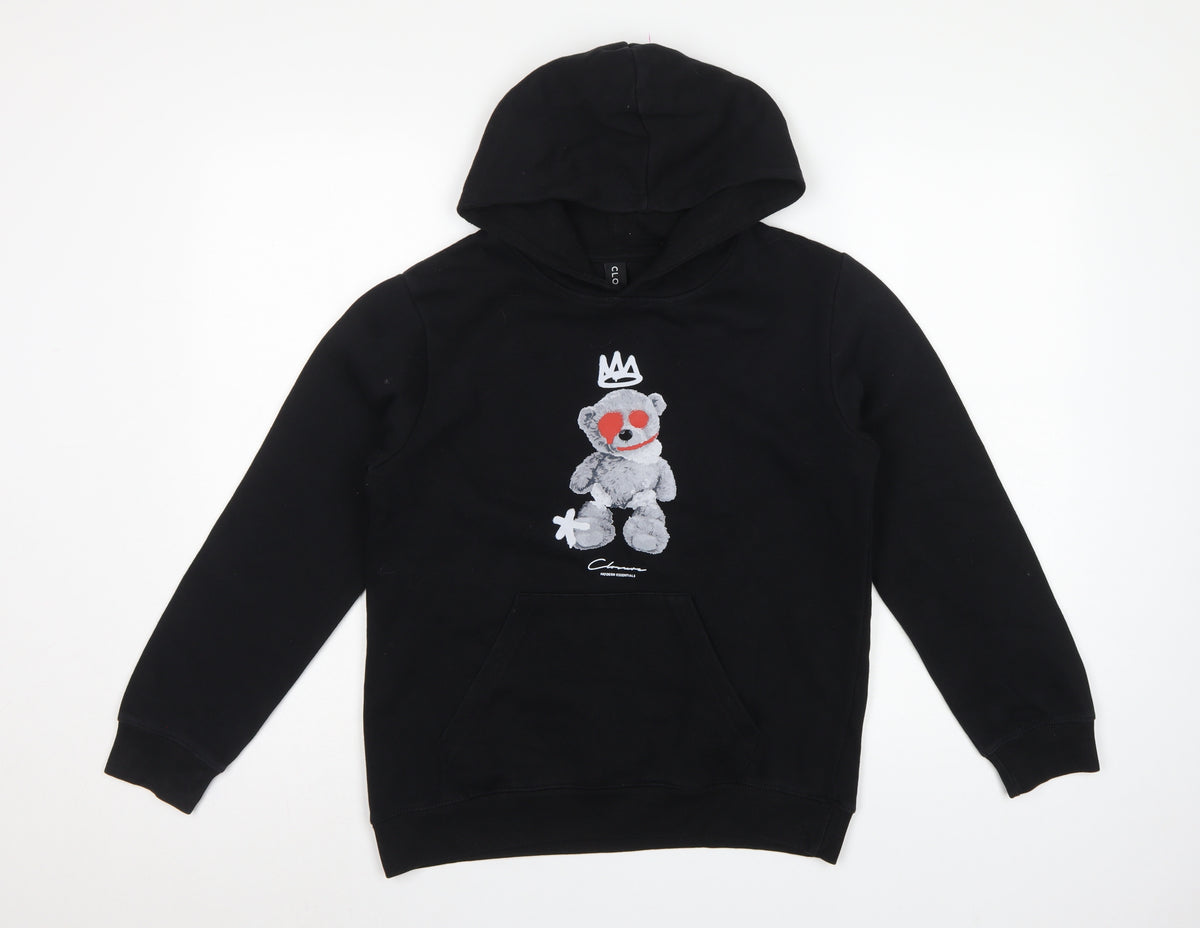 Closure LDN Boys Black 12-13 Years Bear Graphic Pullover Hoodie