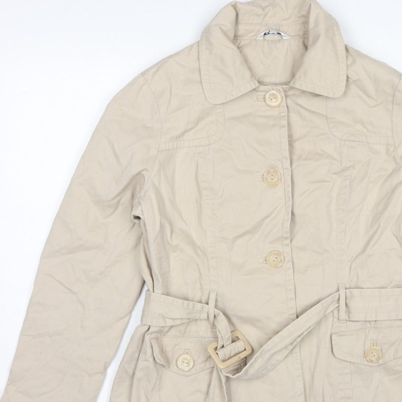 M&Co Women's Beige Size 16 Basic Belted Cotton Jacket