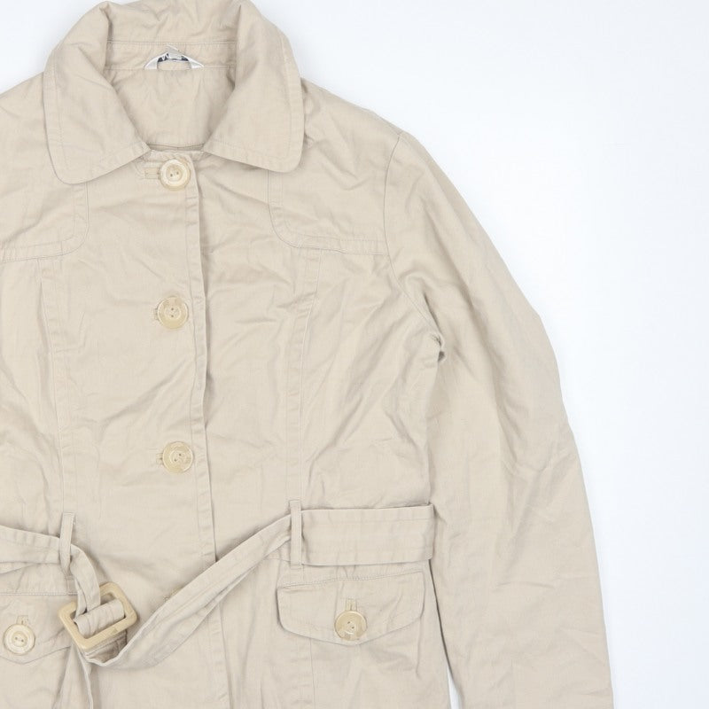 M&Co Women's Beige Size 16 Basic Belted Cotton Jacket