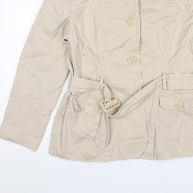 M&Co Women's Beige Size 16 Basic Belted Cotton Jacket