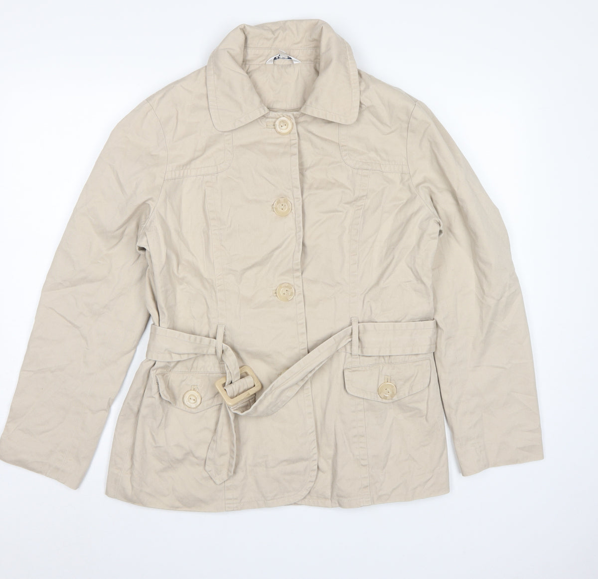 M&Co Women's Beige Size 16 Basic Belted Cotton Jacket