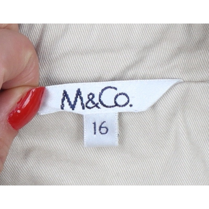 M&Co Women's Beige Size 16 Basic Belted Cotton Jacket