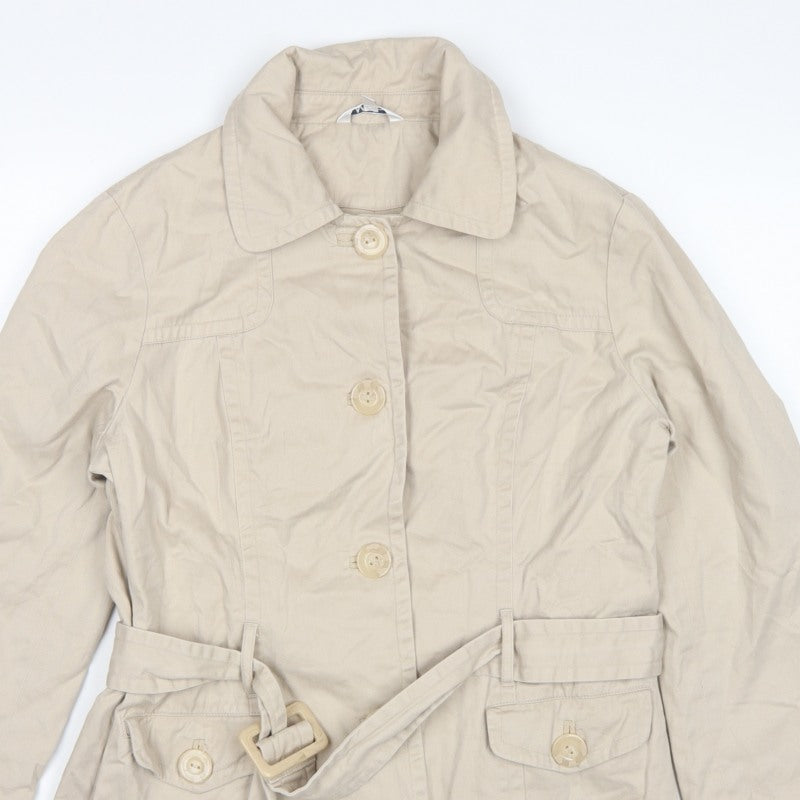 M&Co Women's Beige Size 16 Basic Belted Cotton Jacket