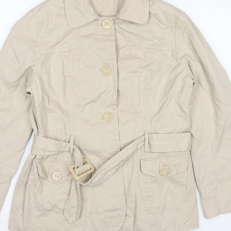 M&Co Women's Beige Size 16 Basic Belted Cotton Jacket