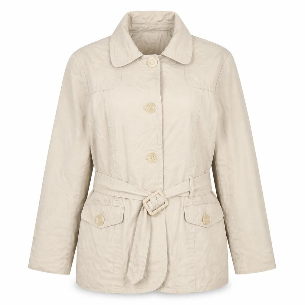 M&Co Women's Beige Size 16 Basic Belted Cotton Jacket
