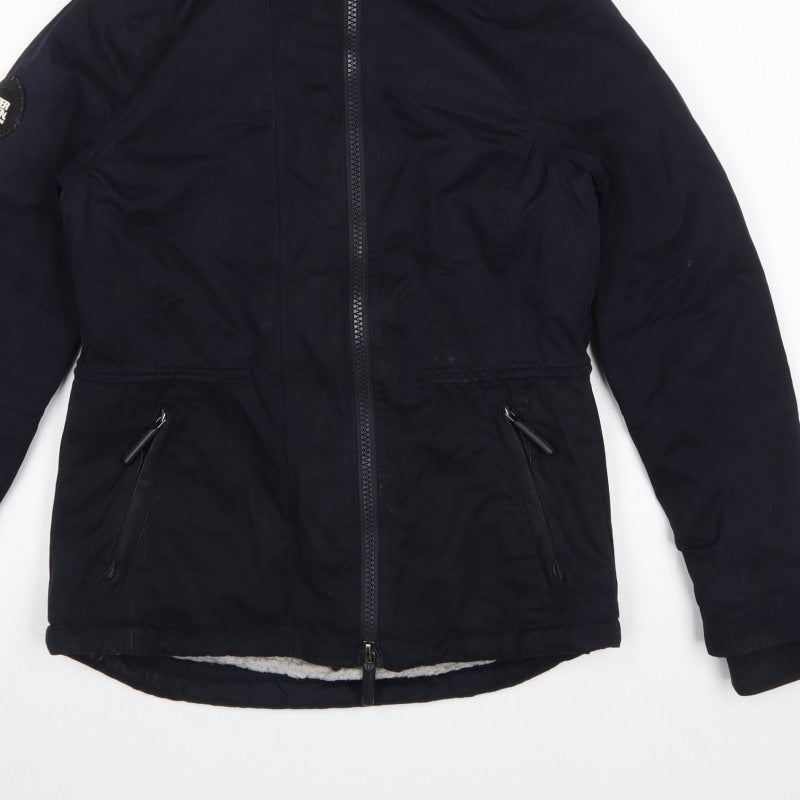 Superdry Women’s Black UK 10 Microfibre Wind Parka Hooded Jacket