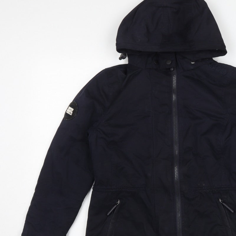 Superdry Women’s Black UK 10 Microfibre Wind Parka Hooded Jacket