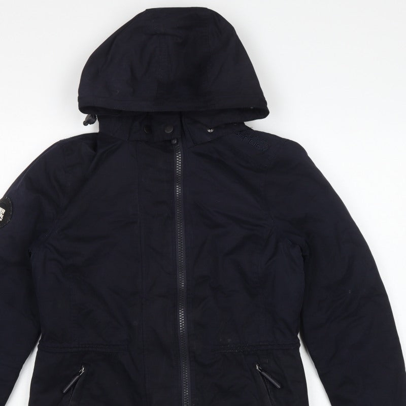 Superdry Women’s Black UK 10 Microfibre Wind Parka Hooded Jacket