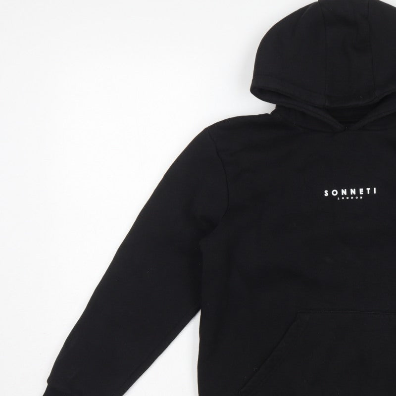 Sonneti Boys Black L Pullover Hoodie Logo Fleece Kangaroo Pocket