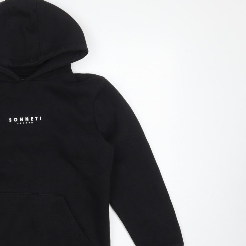 Sonneti Boys Black L Pullover Hoodie Logo Fleece Kangaroo Pocket