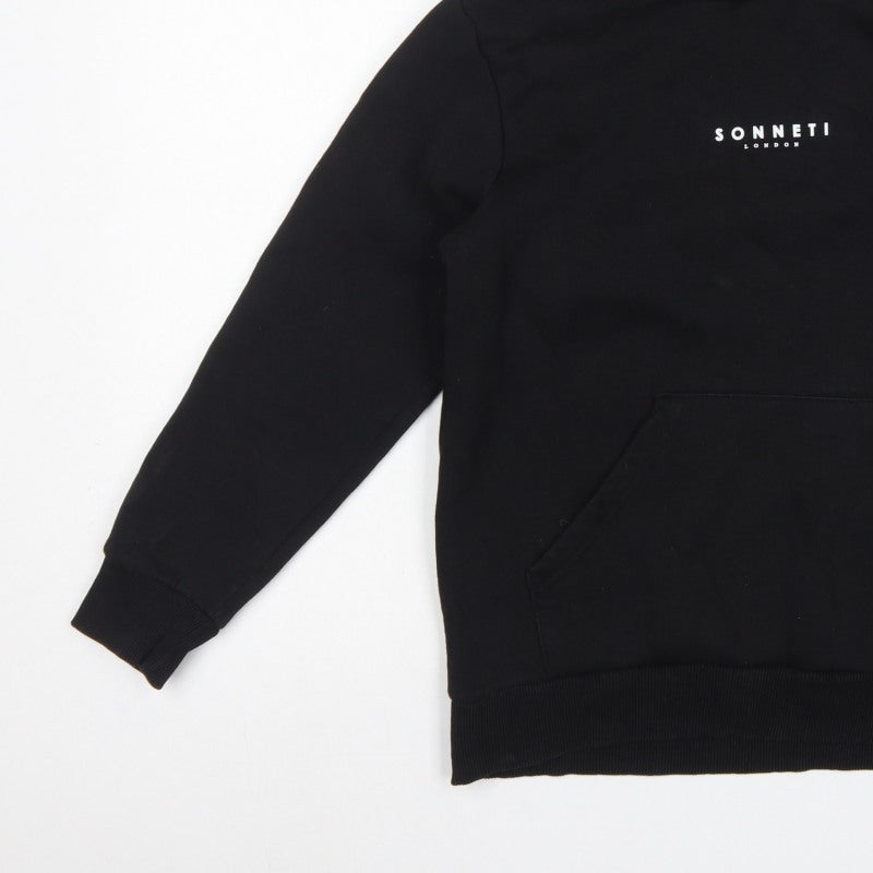 Sonneti Boys Black L Pullover Hoodie Logo Fleece Kangaroo Pocket