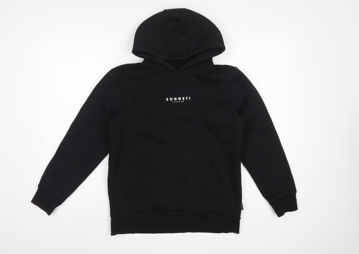 Sonneti Boys Black L Pullover Hoodie Logo Fleece Kangaroo Pocket