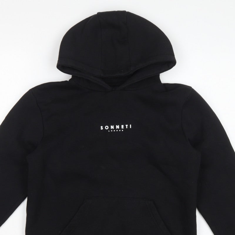 Sonneti Boys Black L Pullover Hoodie Logo Fleece Kangaroo Pocket