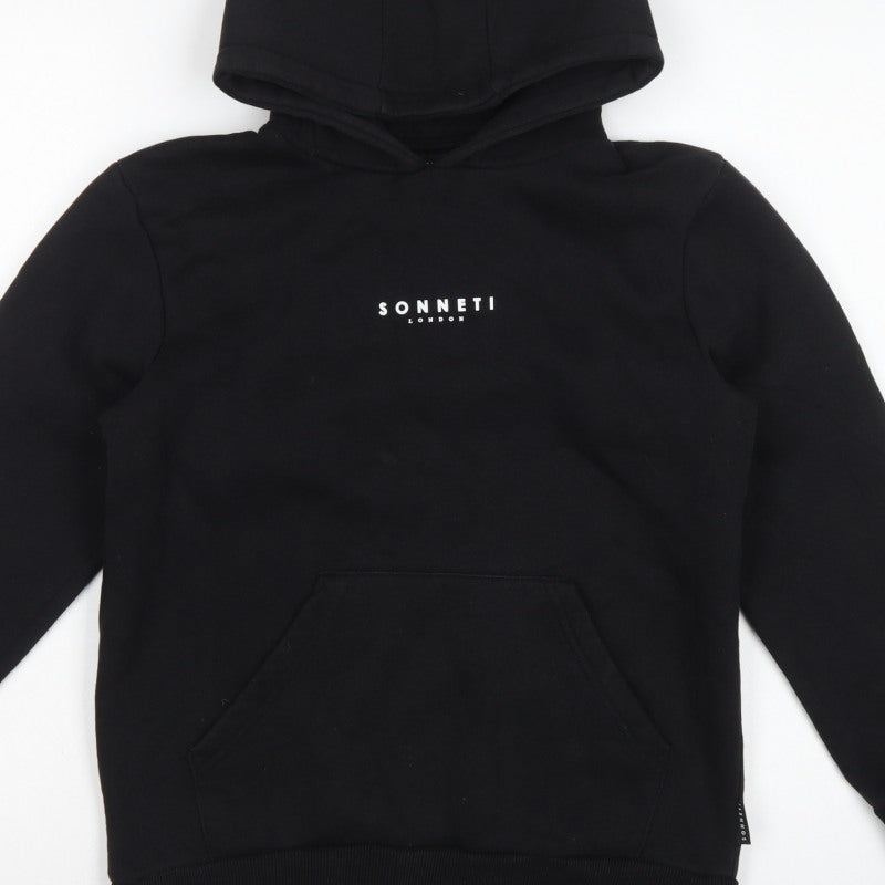 Sonneti Boys Black L Pullover Hoodie Logo Fleece Kangaroo Pocket