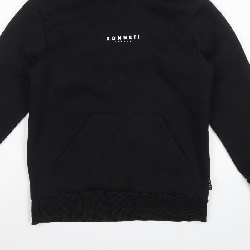 Sonneti Boys Black L Pullover Hoodie Logo Fleece Kangaroo Pocket
