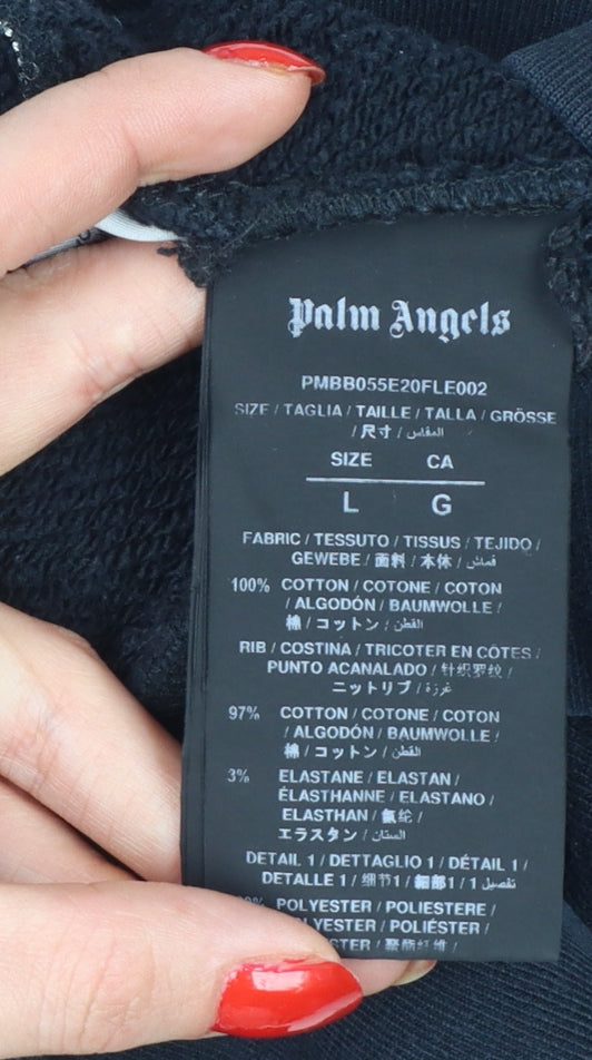 Palm Angels Men's Black L Pullover Hoodie Embroidered Palm Tree