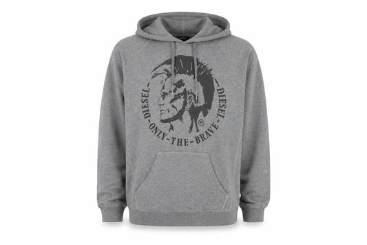 Diesel Men’s Grey L Pullover Hoodie Graphic Logo Cotton Fleece