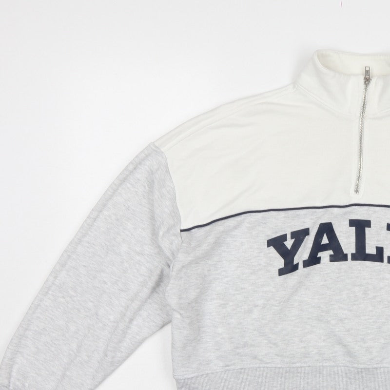Yale University Women’s Grey & White S 1/4 Zip Logo Sweatshirt