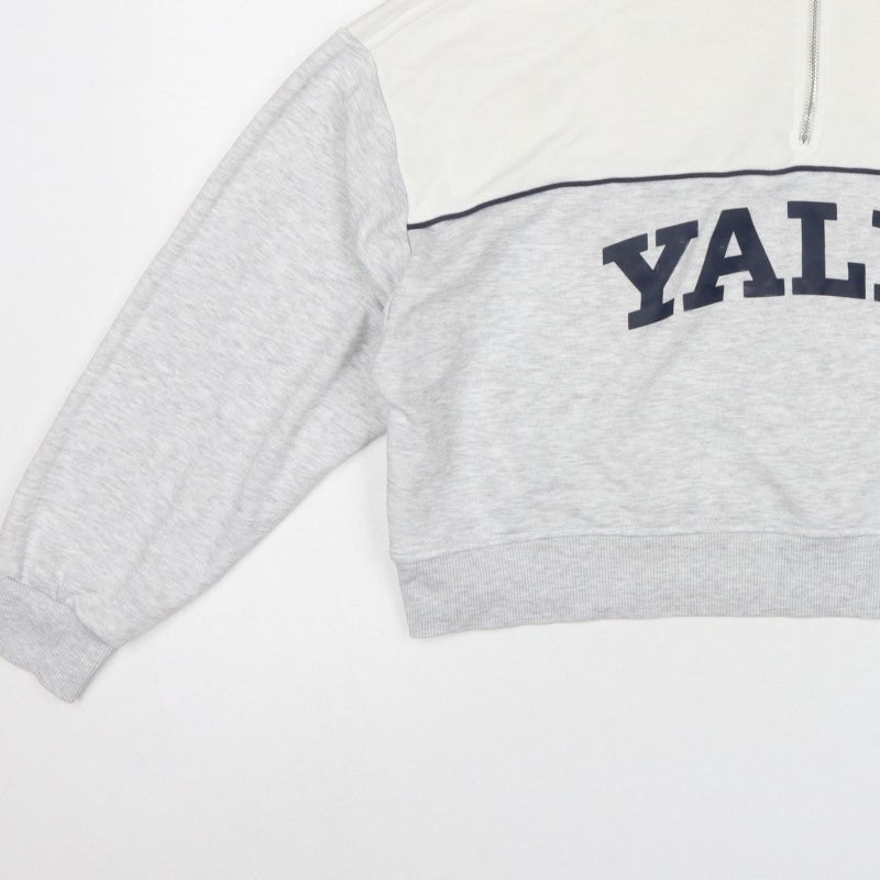 Yale University Women’s Grey & White S 1/4 Zip Logo Sweatshirt